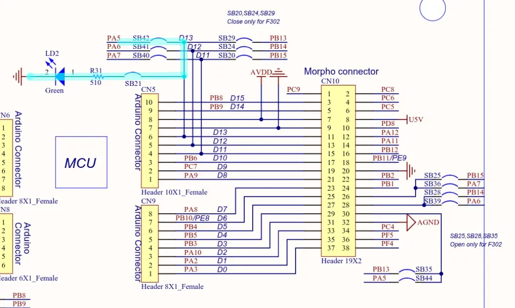 NUCLEO Schematic with LED