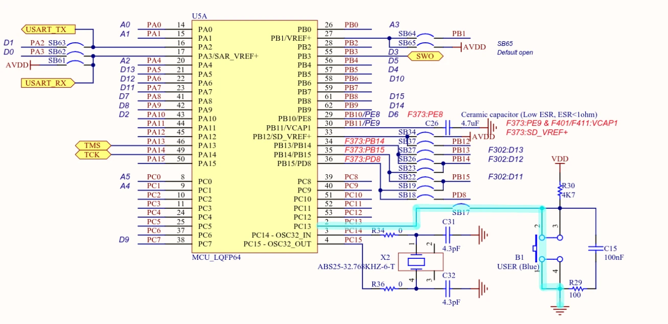 NUCLEO Schematic with Pushbutton